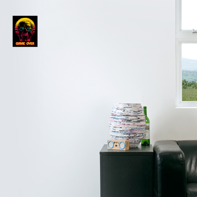 Gamer Skull with Retro Game Over Text by TuncGK